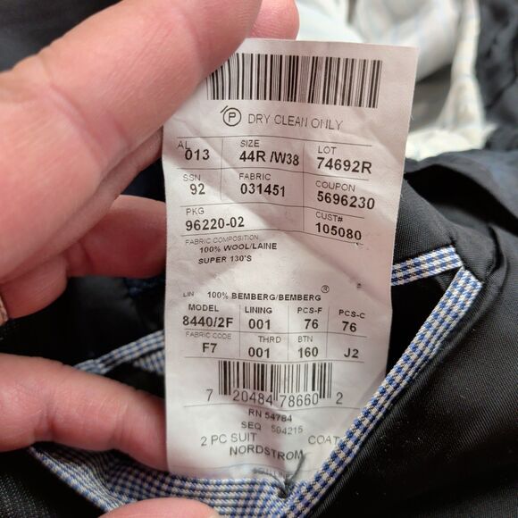 Loro Piana Joseph Abboud Blazer Sport Jacket Mens 44R Super 130's Wool Black - Picture 8 of 16